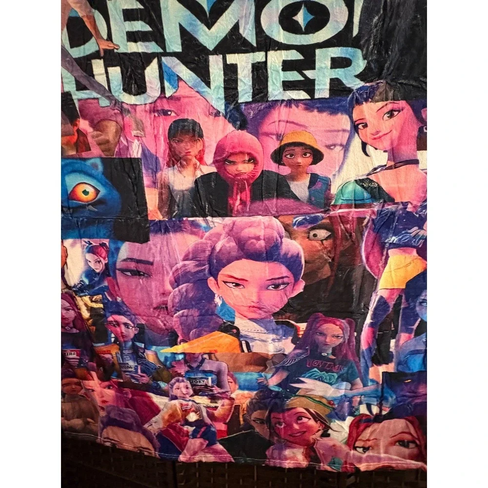 K-Pop Demon Hunters Netflix Animated Film Plush Fleece Throw Blanket Multi Color